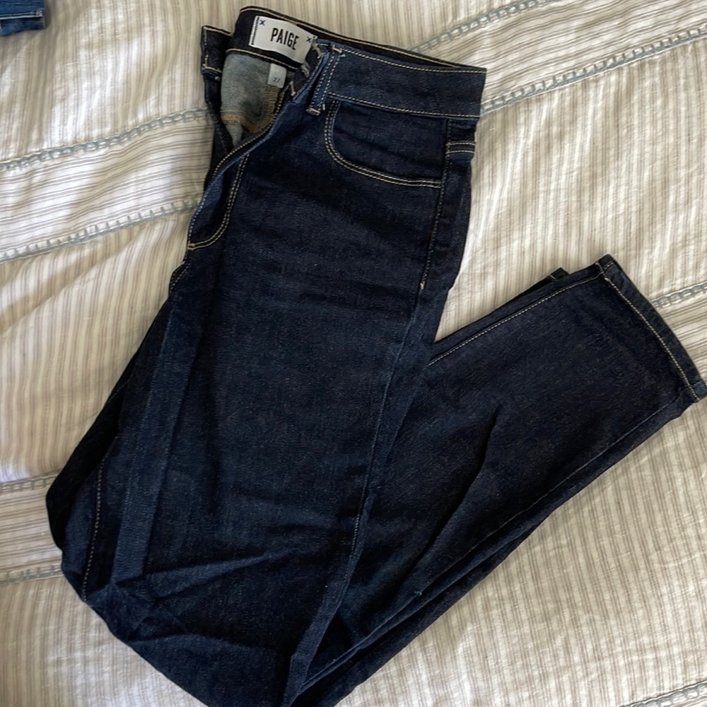 Paige high waisted dark skinny jeans